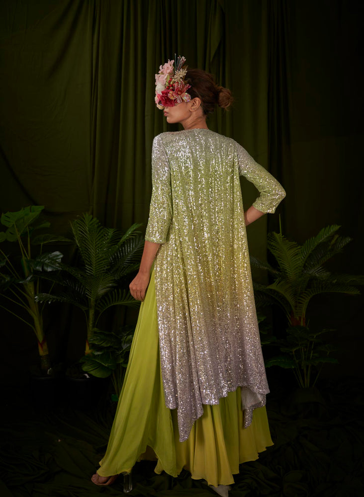 
                  
                    Shades of Lemon Sequin jacket gown
                  
                