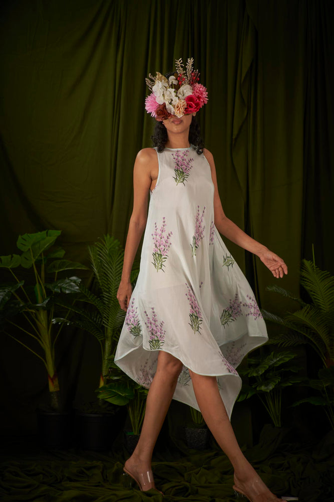 
                  
                    Lavender Flower Hankerchief Dress.
                  
                