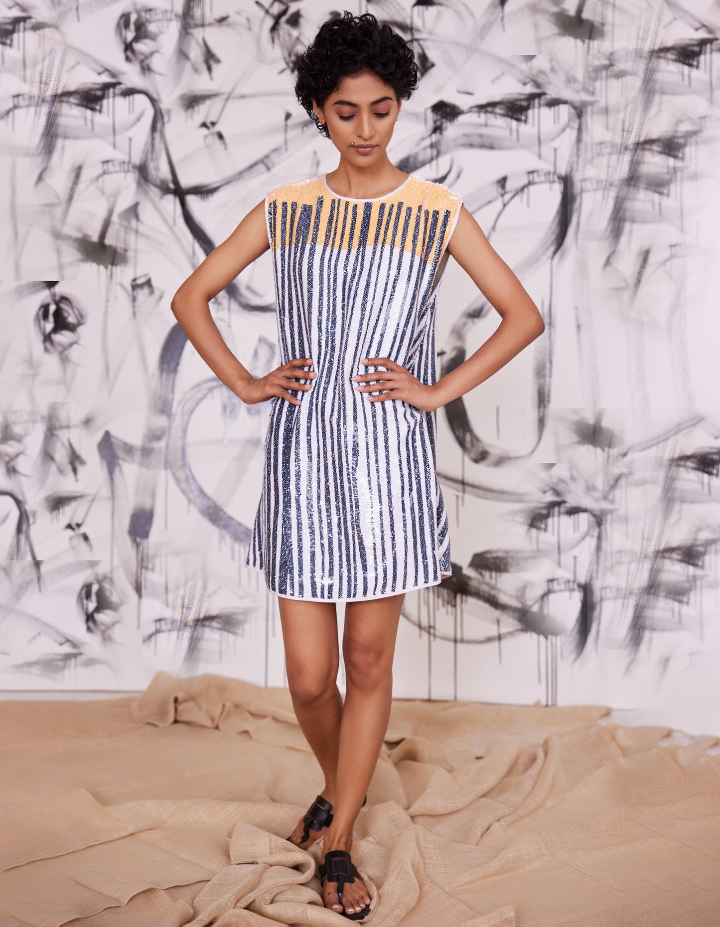 
                  
                    Barcode Striped Sequin Trapezoid Dress
                  
                