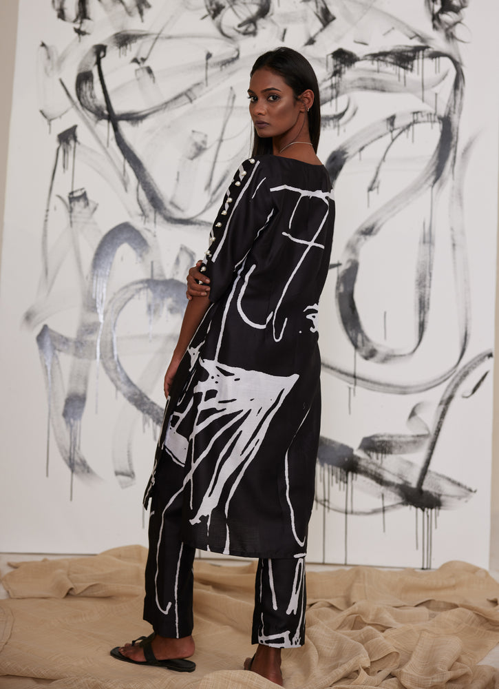 
                  
                    Black Chalk Scribble Kurta Co-Ords
                  
                