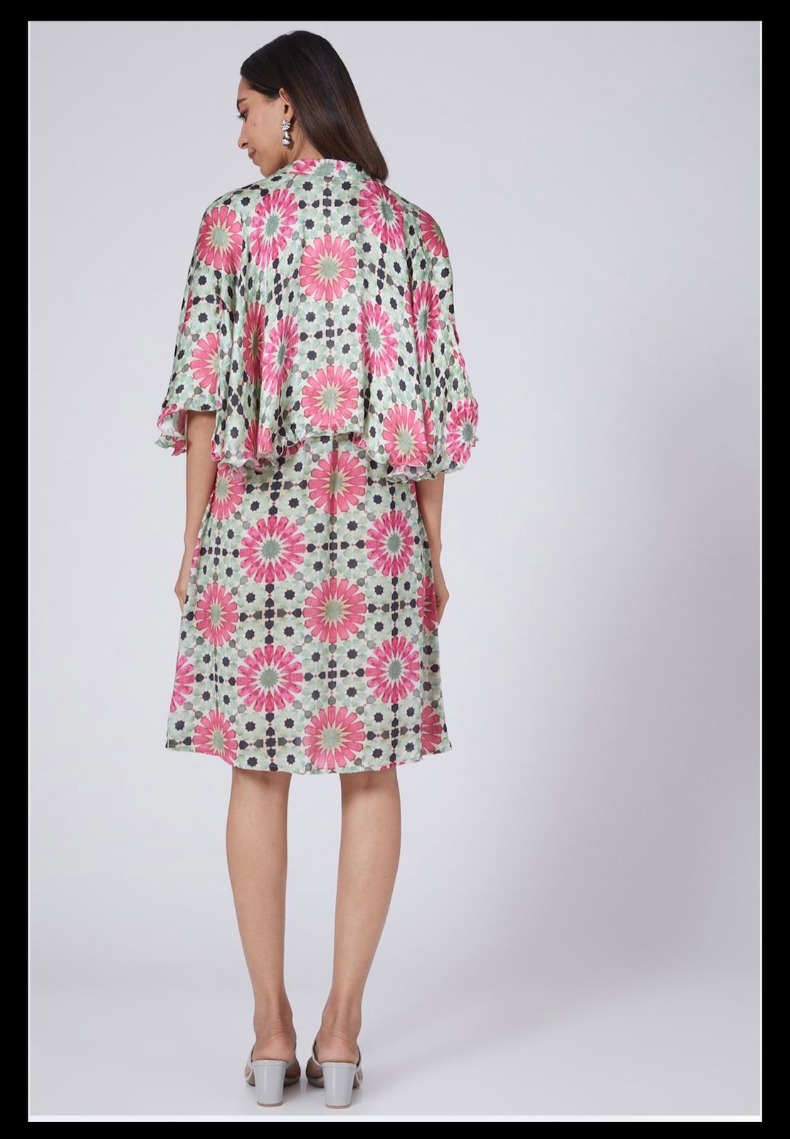 
                  
                    Mosaic Flower Print Tunic With Cape
                  
                