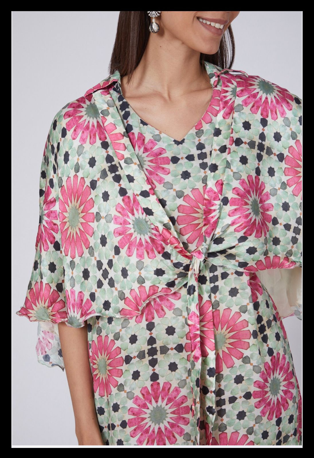 
                  
                    Mosaic Flower Print Tunic With Cape
                  
                