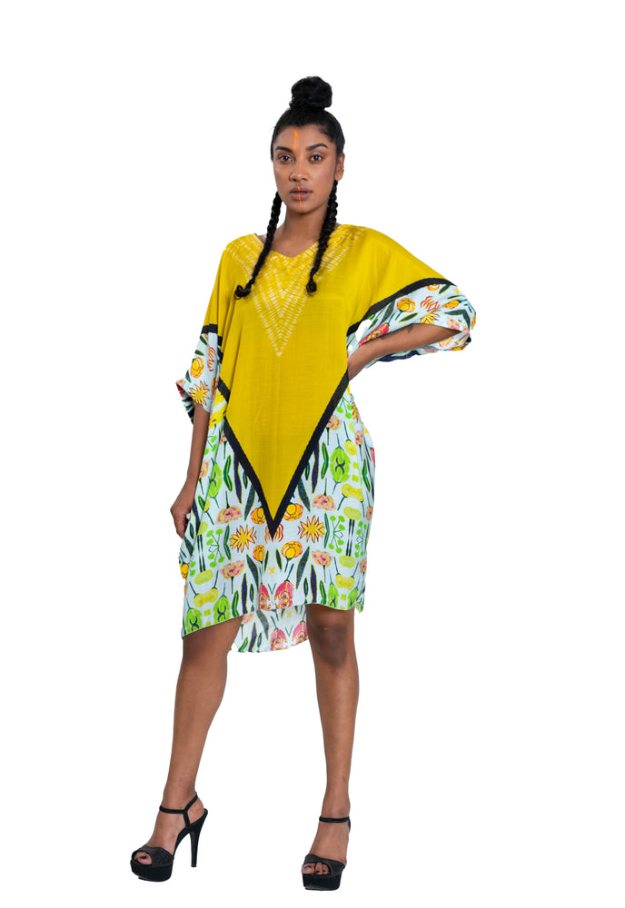 
                  
                    Triangle Shibori Floral Short Kaftaan Dress
                  
                